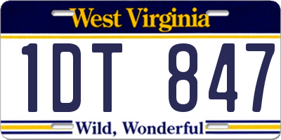 WV license plate 1DT847