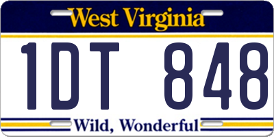 WV license plate 1DT848