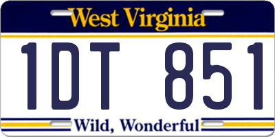 WV license plate 1DT851