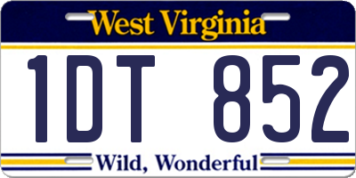 WV license plate 1DT852