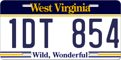 WV license plate 1DT854