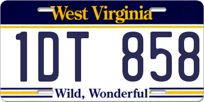 WV license plate 1DT858