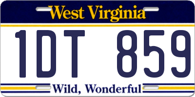 WV license plate 1DT859