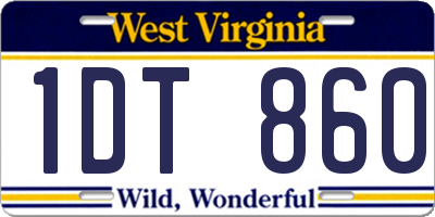 WV license plate 1DT860