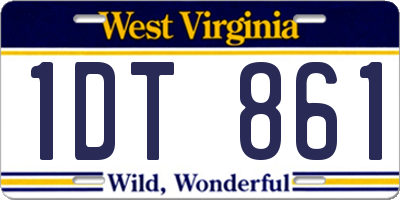 WV license plate 1DT861