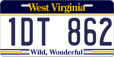 WV license plate 1DT862
