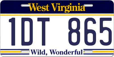 WV license plate 1DT865