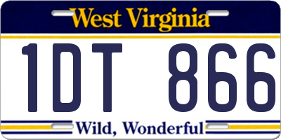 WV license plate 1DT866