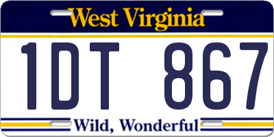 WV license plate 1DT867