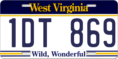 WV license plate 1DT869