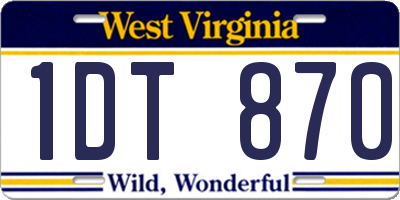 WV license plate 1DT870