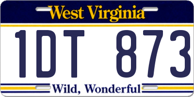 WV license plate 1DT873