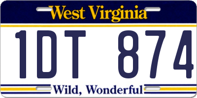 WV license plate 1DT874