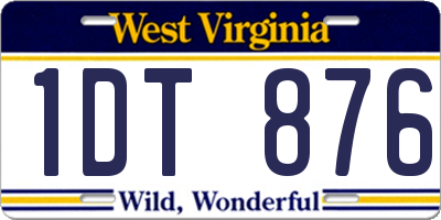 WV license plate 1DT876