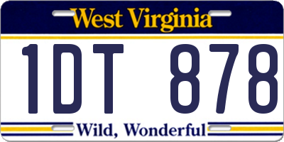WV license plate 1DT878