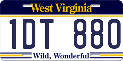 WV license plate 1DT880