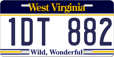 WV license plate 1DT882