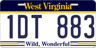 WV license plate 1DT883