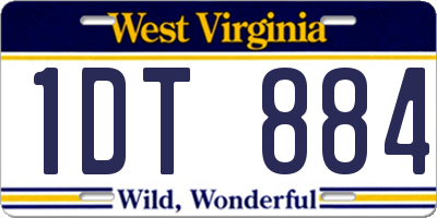 WV license plate 1DT884