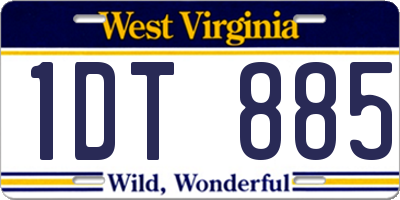 WV license plate 1DT885
