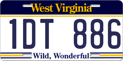 WV license plate 1DT886