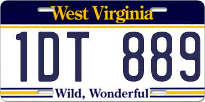 WV license plate 1DT889