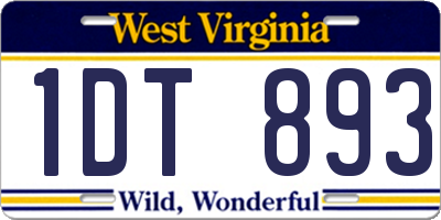 WV license plate 1DT893