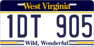 WV license plate 1DT905