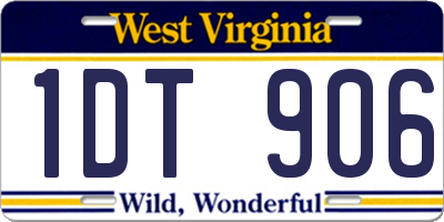 WV license plate 1DT906
