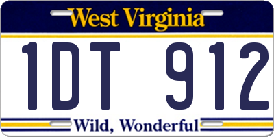WV license plate 1DT912