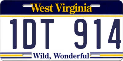 WV license plate 1DT914