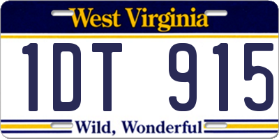 WV license plate 1DT915