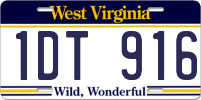 WV license plate 1DT916