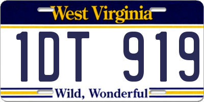 WV license plate 1DT919