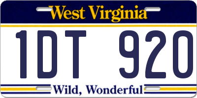 WV license plate 1DT920
