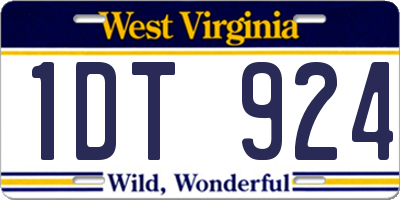 WV license plate 1DT924