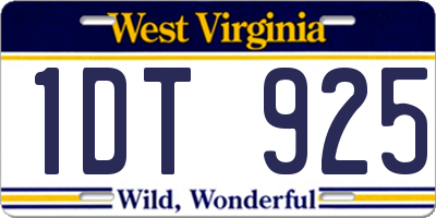 WV license plate 1DT925