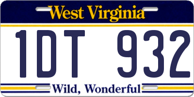 WV license plate 1DT932