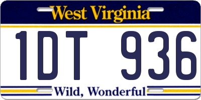 WV license plate 1DT936