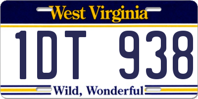 WV license plate 1DT938