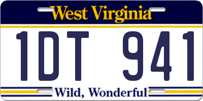 WV license plate 1DT941