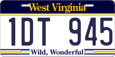 WV license plate 1DT945