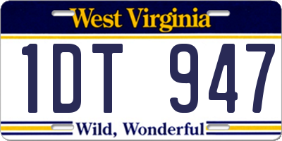 WV license plate 1DT947