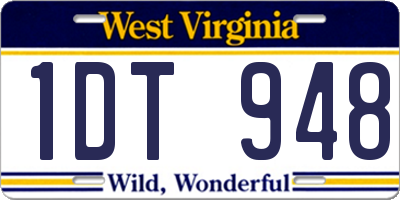 WV license plate 1DT948