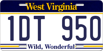 WV license plate 1DT950