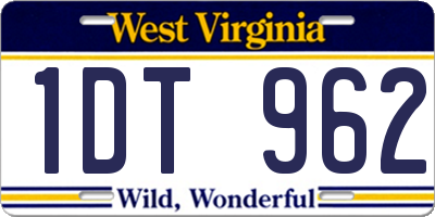 WV license plate 1DT962