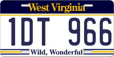 WV license plate 1DT966