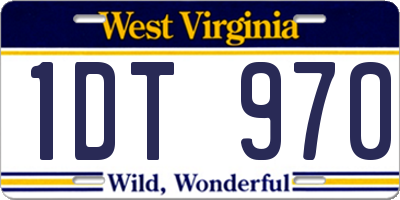 WV license plate 1DT970
