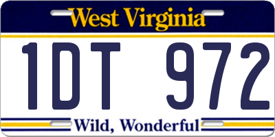 WV license plate 1DT972