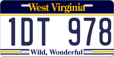 WV license plate 1DT978